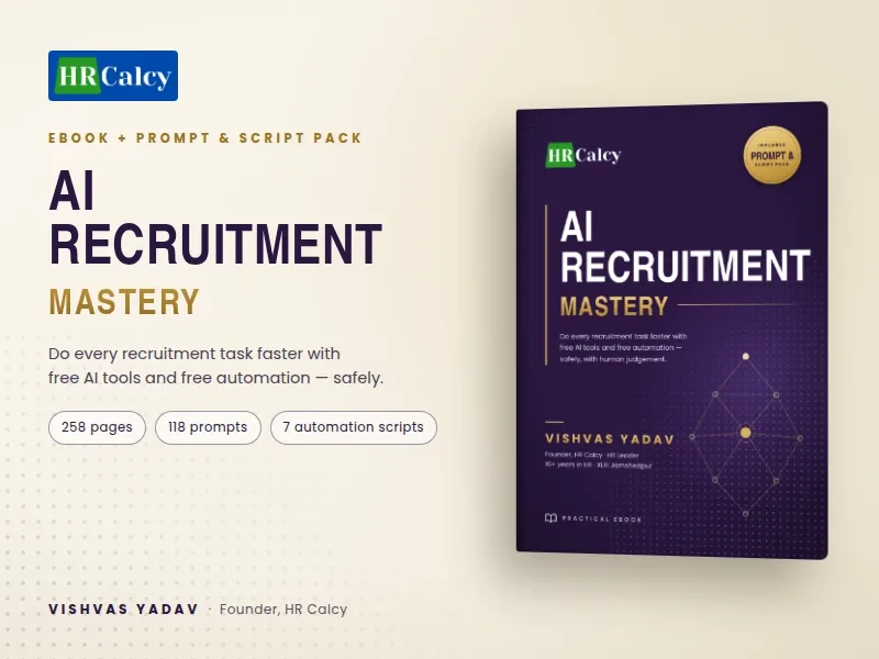 AI Recruitment Mastery – eBook + Prompt & Script Pack — Buy Online | HR Calcy